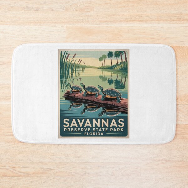 Item preview, Turtles in Savannas Preserve State Park Florida – Retro Vintage Nature Illustration in Park Style designed and sold by pod24.