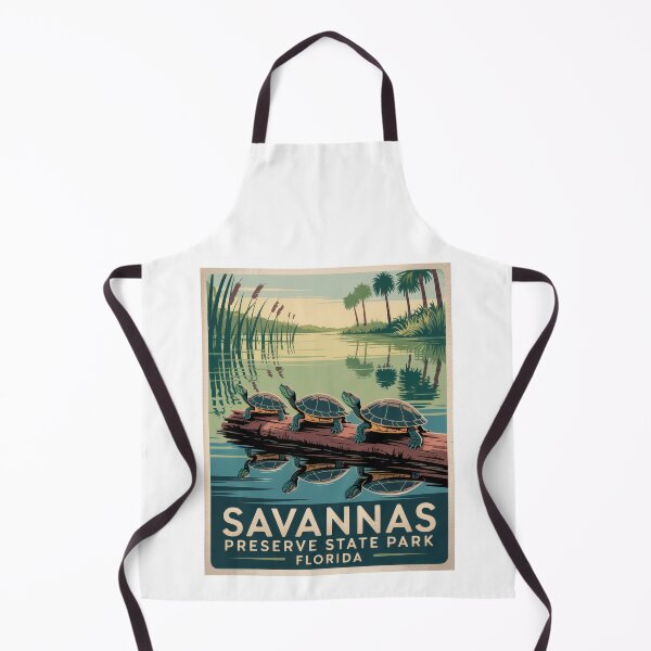 Item preview, Turtles in Savannas Preserve State Park Florida – Retro Vintage Nature Illustration in Park Style designed and sold by pod24.