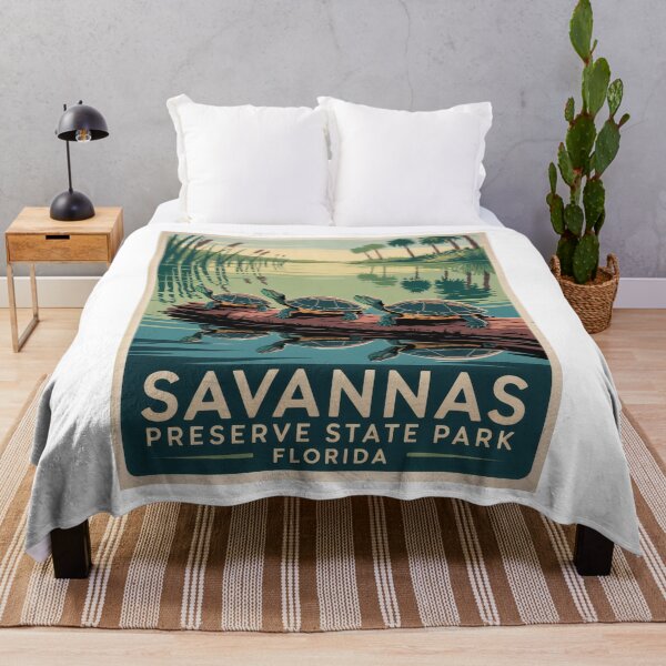 Item preview, Turtles in Savannas Preserve State Park Florida – Retro Vintage Nature Illustration in Park Style designed and sold by pod24.