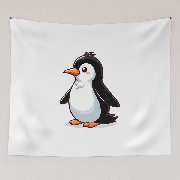 Item preview, Cute Cartoon Penguin with Blush and Tuft of Hair designed and sold by cave-canvas.