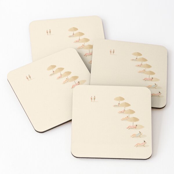 Item preview, Minimalist Beach Scene with Sunbathers designed and sold by LOhanaprints.