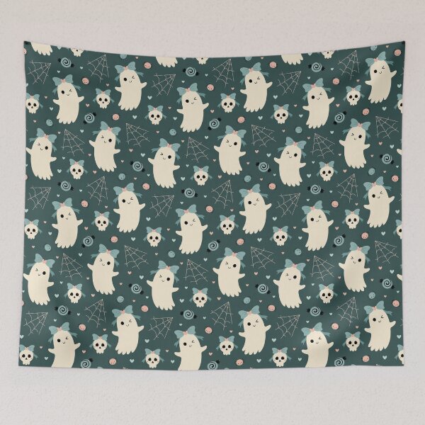 Item preview, Coquette Halloween Ghost and Skull Pattern designed and sold by Julza Art.