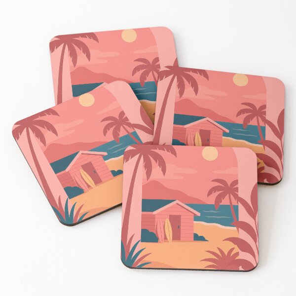 Item preview, Retro Beach Poster – Surf Shack and Palm Trees designed and sold by Pink & California.