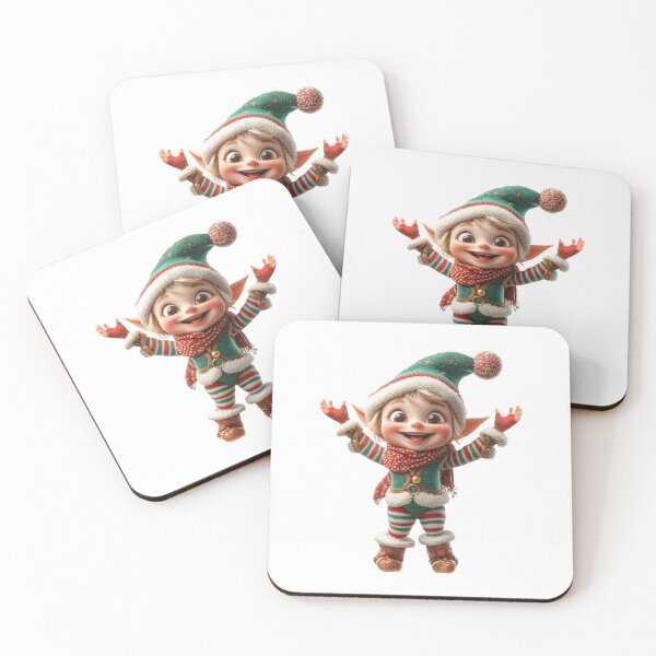 Item preview, Cheerful Christmas Elf in Cozy Winter Outfit designed and sold by Art of Ngu.