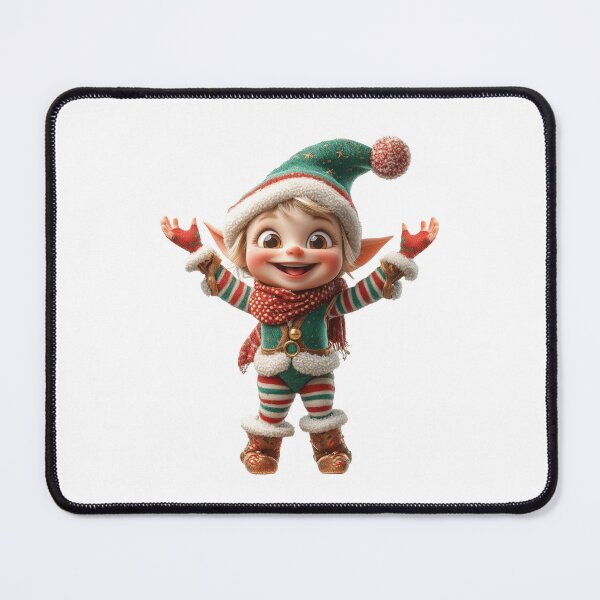 Item preview, Cheerful Christmas Elf in Cozy Winter Outfit designed and sold by Art of Ngu.