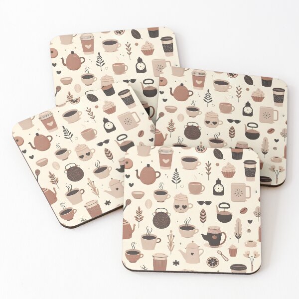 Item preview, Minimalist Coffee Pattern wallpaper background no.2 designed and sold by DreamagineArtDesign.