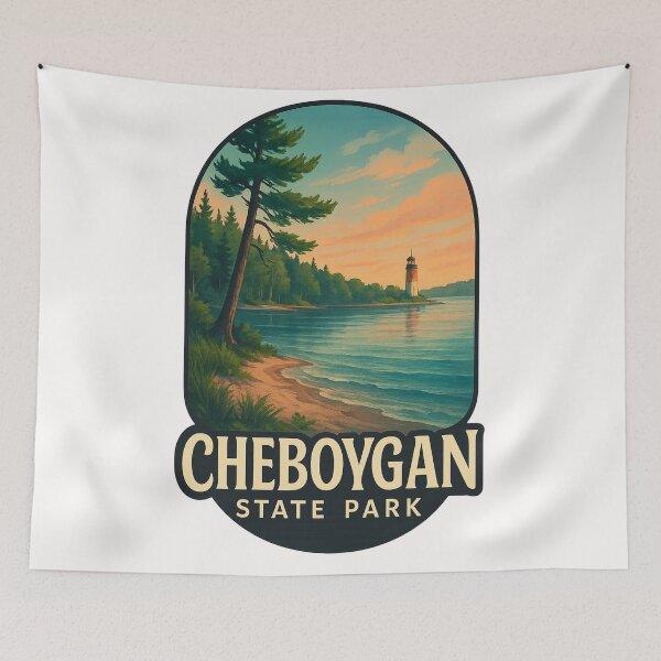 Item preview, Lighthouse View from Cheboygan State Park Michigan designed and sold by Places On Earth.