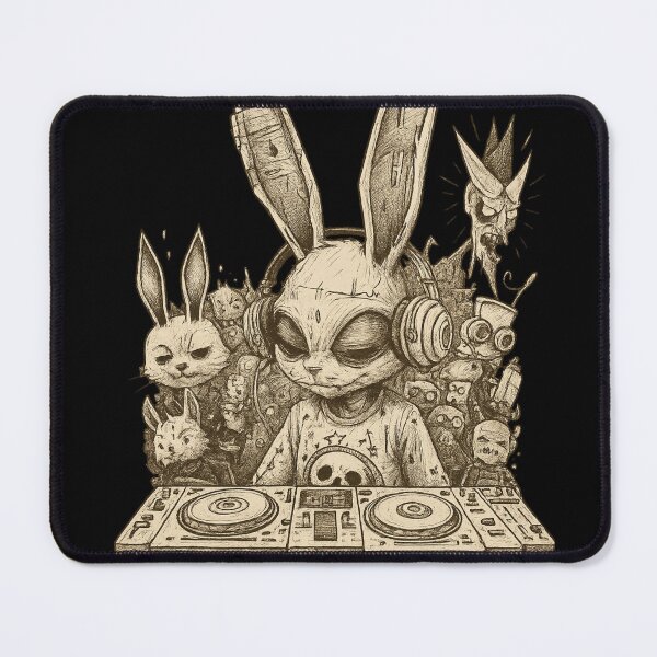 Item preview, Cyberpunk DJ Rabbit – Dark Gothic Bunny Music Art designed and sold by Neon Nightmare.