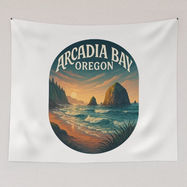 Item preview, Arcadia Bay Shoreline and Haystack Rock Oregon designed and sold by Places On Earth.