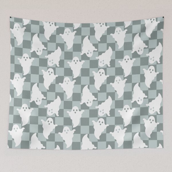 Item preview, Checkered Halloween Ghost Pattern designed and sold by Julza Art.