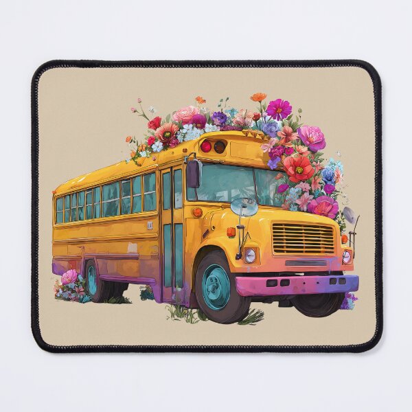 Item preview, Yellow Back to school bus colorful floral design designed and sold by tanabe.