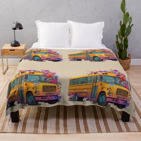 Item preview, Yellow Back to school bus colorful floral design designed and sold by tanabe.