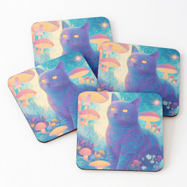 Item preview, Cosmic Cat Dreamscape | Whimsical Cat in Glowing Mushroom Forest designed and sold by BlissxPals.