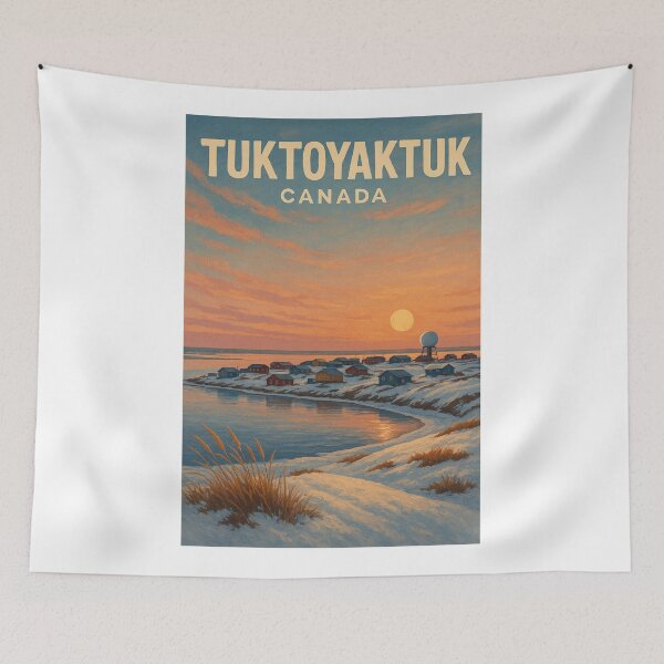 Item preview, Tuktoyaktuk at Dusk – Arctic Hamlet in Winter designed and sold by Aryabek.