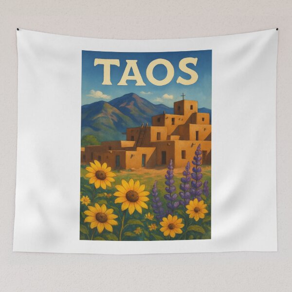 Item preview, Taos Pueblo and Wildflowers – New Mexico Heritage designed and sold by Aryabek.
