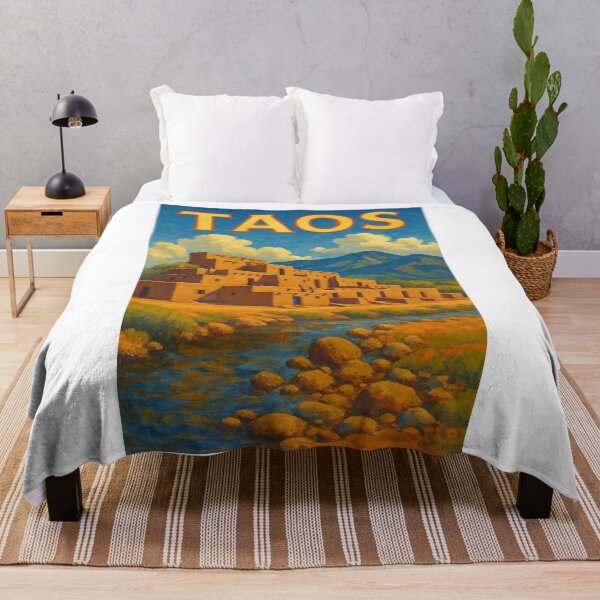 Item preview, Taos Adobe by the River – Sangre de Cristo Mountain Scene designed and sold by Aryabek.