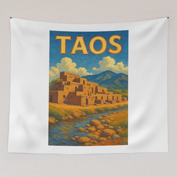 Item preview, Taos Adobe by the River – Sangre de Cristo Mountain Scene designed and sold by Aryabek.