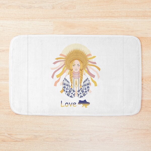 Item preview, A Ukrainian woman prays wearing an embroidered dress and a wheat wreath	 designed and sold by KosaUA.