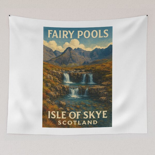 Item preview, Fairy Pools on the Isle of Skye – Highland Waterfall Landscape designed and sold by Aryabek.