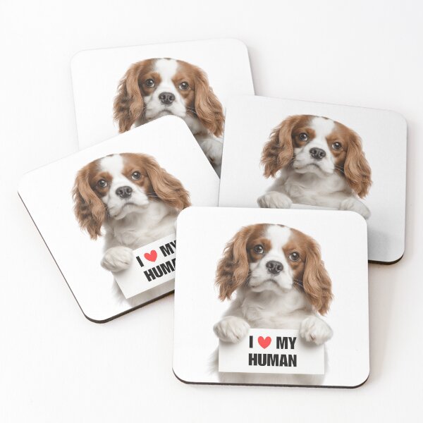 Item preview, Cute Cavalier King Charles Spaniel with Signboard I love my Human  designed and sold by LazyOwlStore.