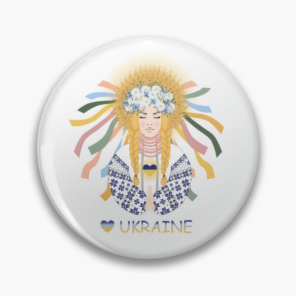 Item preview, A Ukrainian woman prays wearing an embroidered dress and a wheat wreath designed and sold by KosaUA.