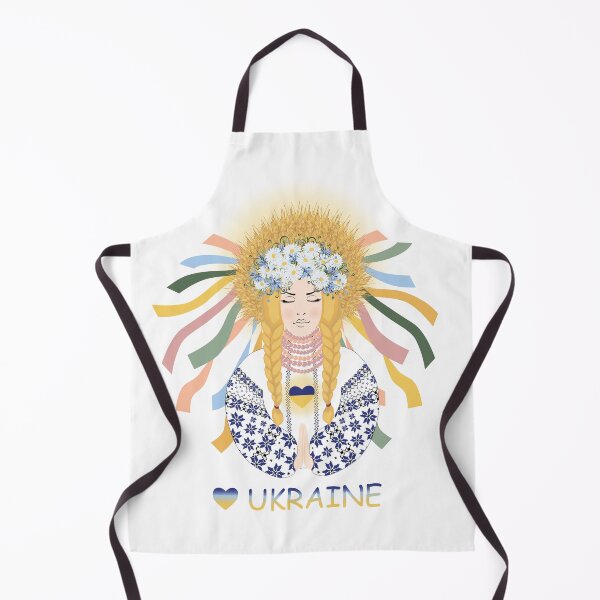 Item preview, A Ukrainian woman prays wearing an embroidered dress and a wheat wreath designed and sold by KosaUA.
