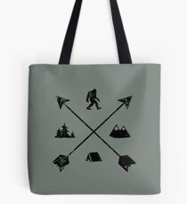 Bigfoot Camping Tribal Arrows Emblem Tote Bag