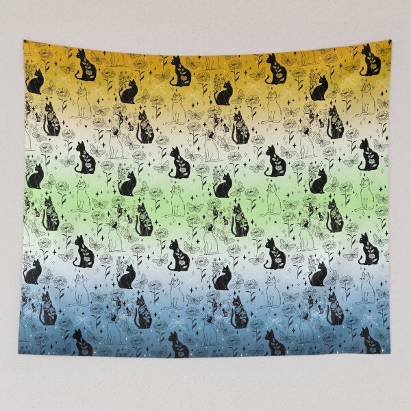 Item preview, AroAce Agender Pride Black Cat Witchy Magic Design designed and sold by Travelslightly.