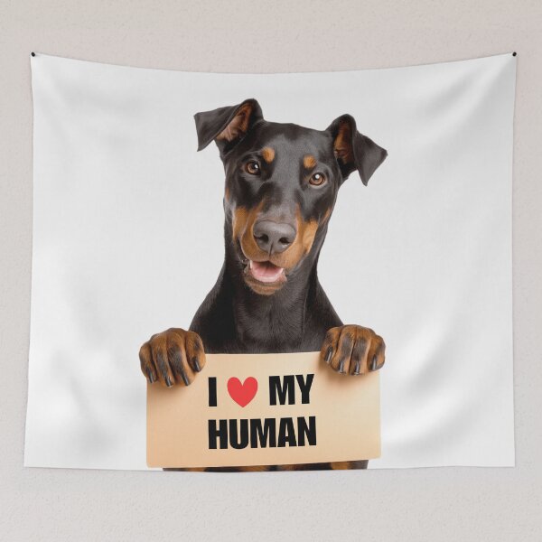 Item preview, Cute Doberman Pinscher with Signboard I love my Human  designed and sold by LazyOwlStore.