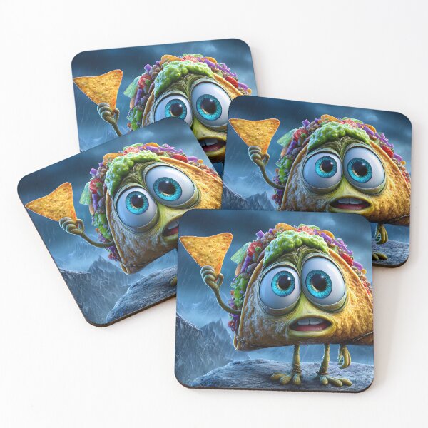 Item preview, Whimsical Taco Character with a Crunchy Snack designed and sold by Artessie.