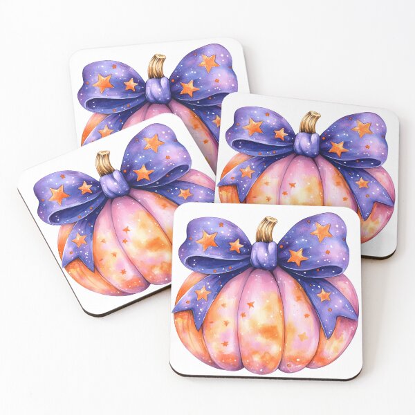 Item preview, Cute Boho Pink Autumn Fall Pumpkin with Blue Bow designed and sold by tanabe.
