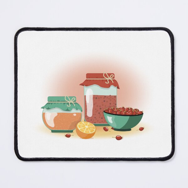 Item preview, Vector illustration with red Berries, Sliced Orange, plate with Rose Hips, glass jars with honey and berry jam designed and sold by KosaUA.