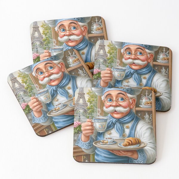 Item preview, Charming Parisian Chef with Croissant and Coffee designed and sold by Artessie.