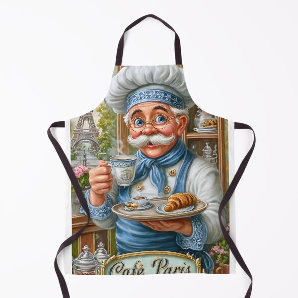 Item preview, Charming Parisian Chef with Croissant and Coffee designed and sold by Artessie.