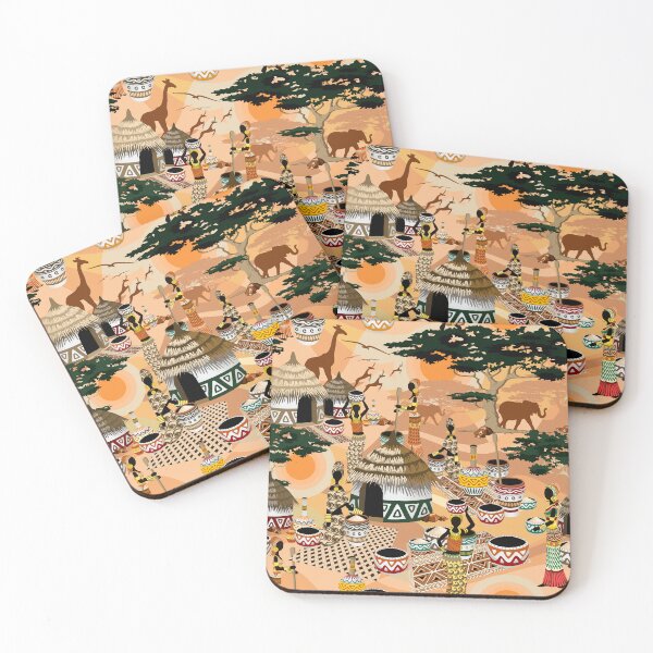 Item preview, African Life Women in Savanna Tribal Village designed and sold by BluedarkArt.