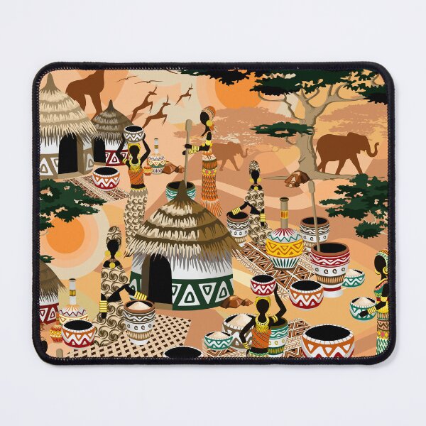 Item preview, African Life Women in Savanna Tribal Village designed and sold by BluedarkArt.