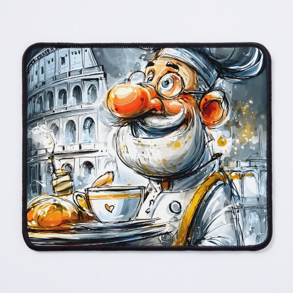 Item preview, Charming Chef in Front of the Rome Coliseum Art designed and sold by Artessie.