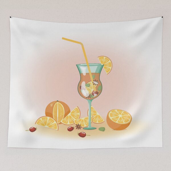 Item preview, Fall-Inspired vector illustration with red Berries, Oranges and Hot Tea with Rosehip, Anise, and Mint designed and sold by KosaUA.