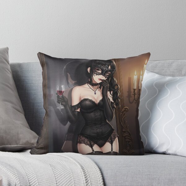 Item preview, Masked Waifu in a black lace outfit in front of a mirror designed and sold by GerwantSHOP.