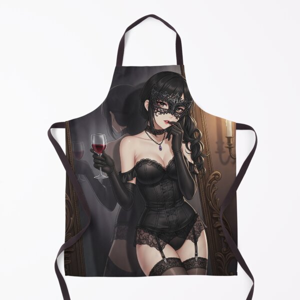 Item preview, Masked Waifu in a black lace outfit in front of a mirror designed and sold by GerwantSHOP.