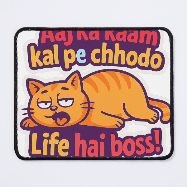 Item preview, Lazy Cat With Funny Hindi Text designed and sold by Stickerrwallah.