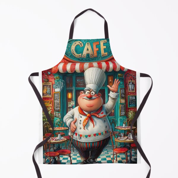Item preview, Charming Cartoon Chef Welcoming You to the Café designed and sold by Artessie.