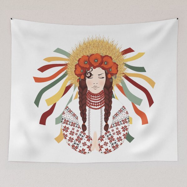 Item preview, A peaceful woman dressed in a national costume prays	 designed and sold by KosaUA.
