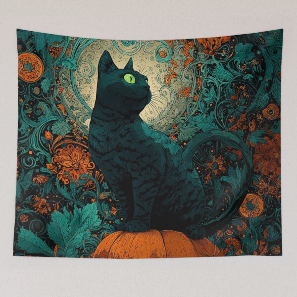 Item preview, Black Cat Haloween Pumpkin Moon Time Scene Halloween  designed and sold by GrinGalore.