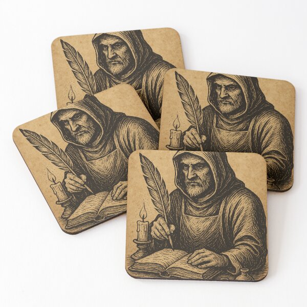 Item preview, Medieval Monk Scribe Illustration designed and sold by photoparadise22.