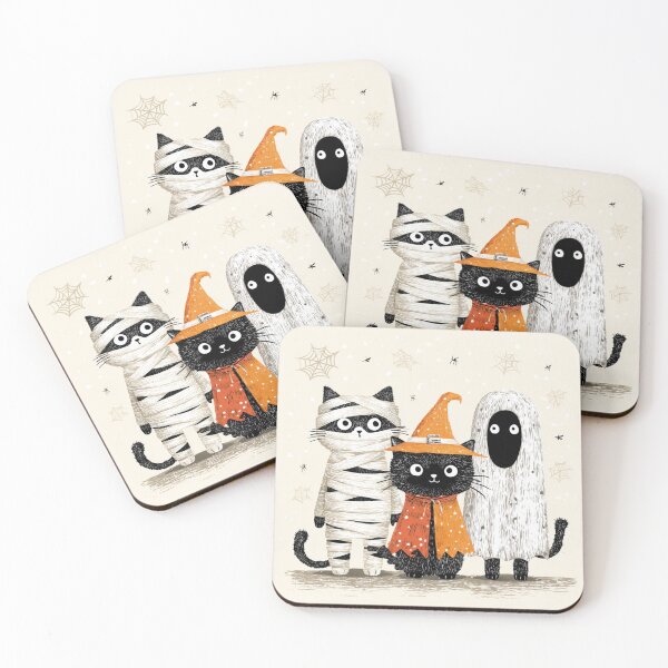 Item preview, Black Cats Trio Scene Halloween Mummy Witch Ghost designed and sold by GrinGalore.