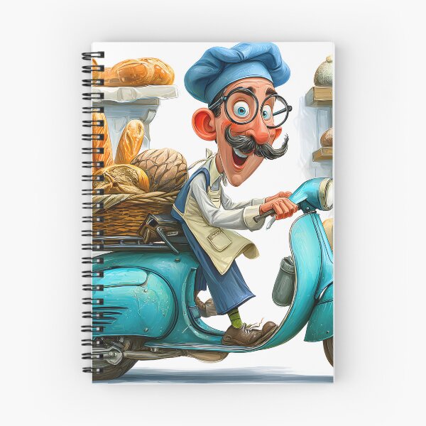 Item preview, Cheerful baker with scooter delivering fresh bread designed and sold by Artessie.