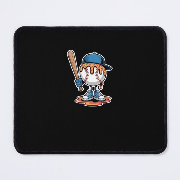 Item preview, Cartoon Baseball Character with Cap, Bat, Sneakers and Melting Drippy Effect – Funny Sports Design designed and sold by MissRasheedHam.