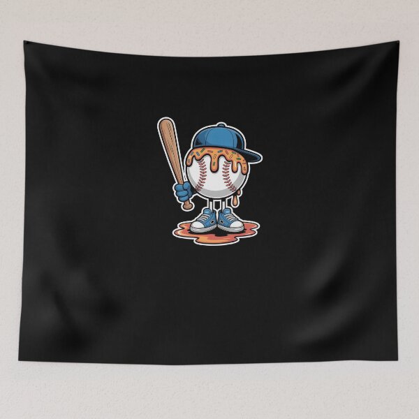 Item preview, Cartoon Baseball Character with Cap, Bat, Sneakers and Melting Drippy Effect – Funny Sports Design designed and sold by MissRasheedHam.
