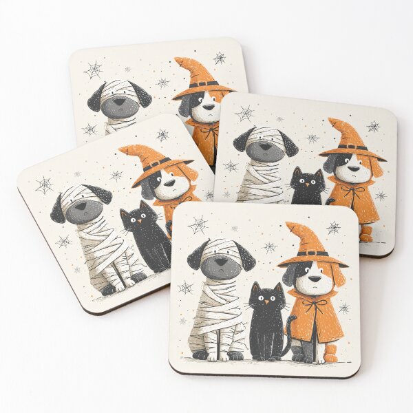 Item preview, Animals Trio Autumn Halloween Mummy Black Cat Witch  designed and sold by GrinGalore.